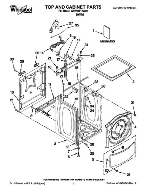 whirlpool wfw9151yw00|Whirlpool Residential Washer Replacement Parts For。